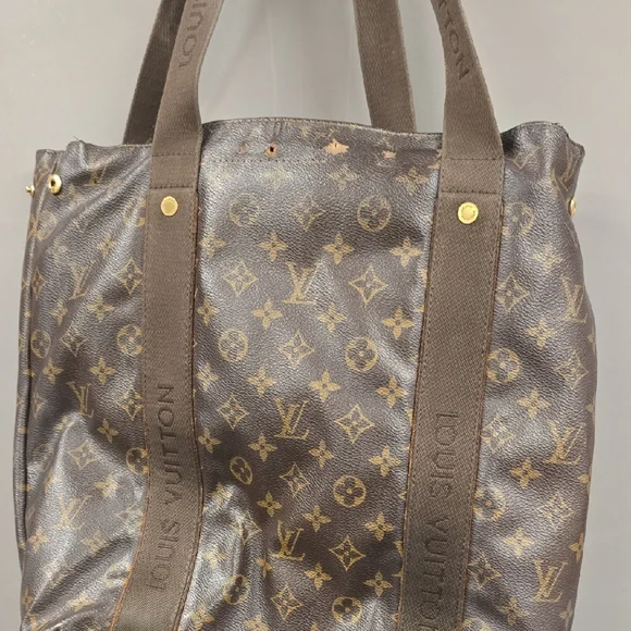 Vintage 1980s Louis Vuitton Brown Monogram Shoulder Bag. Name On Strap Detail.